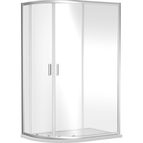 Offset Quadrant 6mm Toughened Safety Glass Shower Enclosure - 1000mm x 800mm - Chrome
