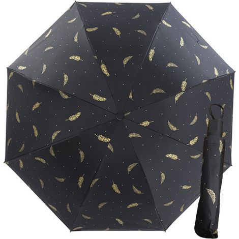 1 Parapluie pliant, tissu pongée résistant, compact et léger, noir ou blanc, pour voyage et quotidien (1/5)