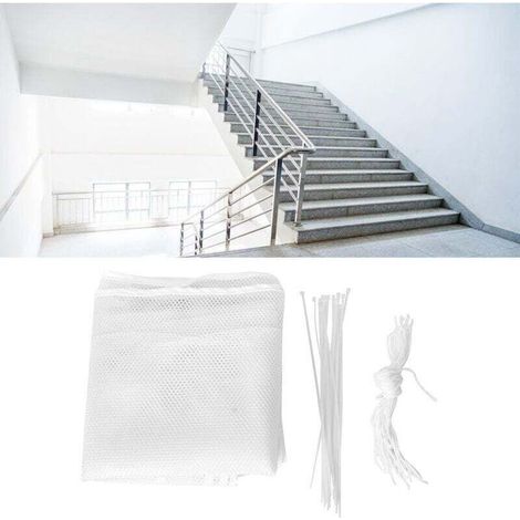 Filet Sécurité Balcon 3m Protection Enfants Animaux Maille Garde-Corps Escalier Blanc (1/4)
