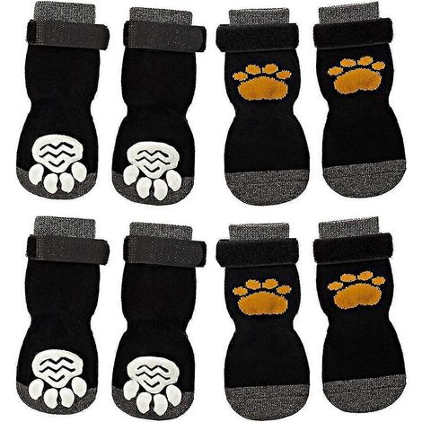 Lot de 8 chaussettes antidérapantes pour chien avec sangle réglable pour une meilleure adhérence en intérieur. (1/5)
