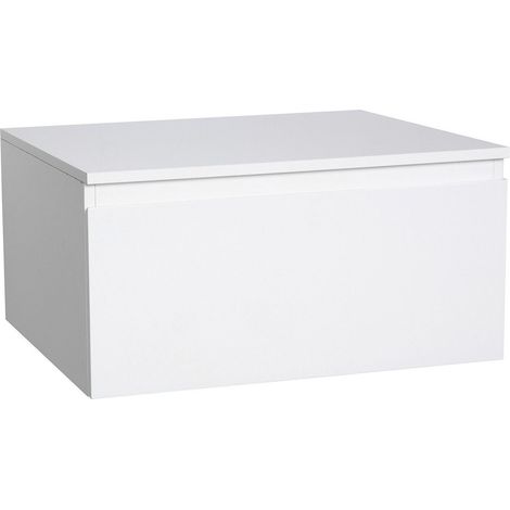 Mob-In – Meuble bas de salle de bain avec tiroir profond – Décor chêne et blanc laqué – Charnières à fermeture progressive – Rangement serviettes et produits de toilette