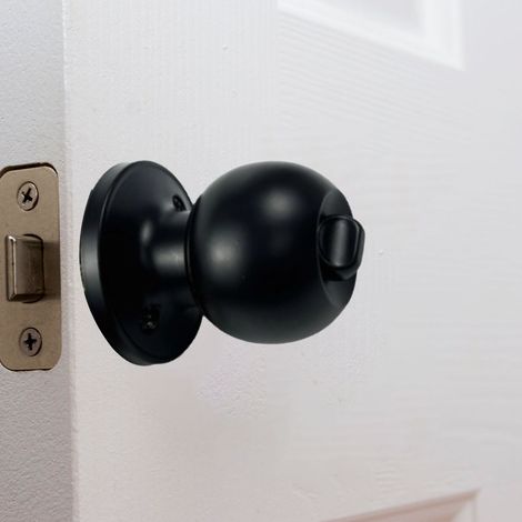 Schwarze Metall-Badezimmertürschlösser, runder Griff für 30-50 mm Türen mit 3 Schlüsseln (1/5)