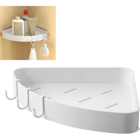 Étagère murale de salle de bain multifonctionnelle de style minimaliste moderne, sans perçage, pour salle de bain, blanche. (1/5)