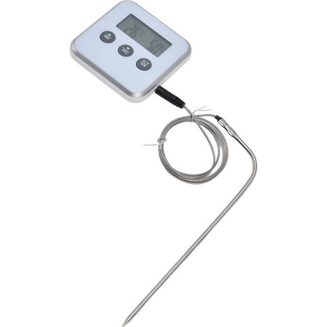 Thermomètre de cuisine numérique intelligent 3 boutons, écran LED, sonde multifonction pour four, cuisson, barbecue, blanc (1/5)