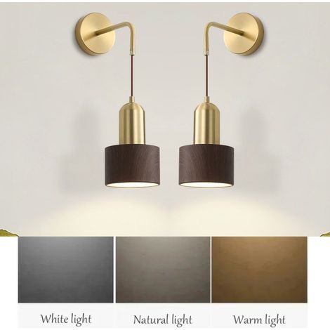 Set di 2 Applique da Comodino – Lampade da Parete LED Moderne, Altezza Regolabile (150 cm) –per Soggiorni, Hotel e Uffici– Marrone (3000K-4000K-6000K) (1/5)