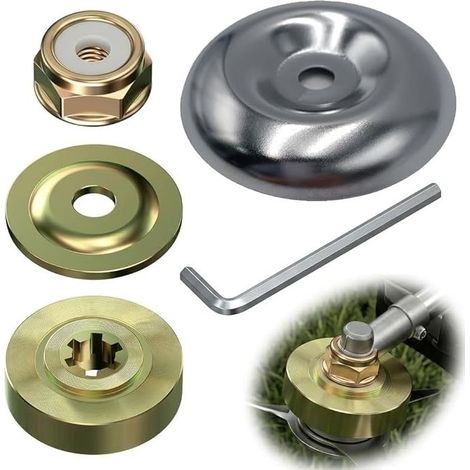 5 Pièces Kit Ecrou Tete Debroussailleuse pour Echo Stihl Universel Fixation Écrou Lame Set avec Écrous Métalliques Plaques de Fixation Adaptateur Robuste et Facile à Installer (1/5)