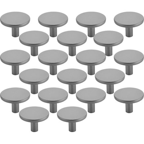 SOTECH Möbelknopf Schubladenknopf SW169 Ø 40mm Höhe 27 mm Schrankknopf aus Metall Titanoptik, 20 Stück