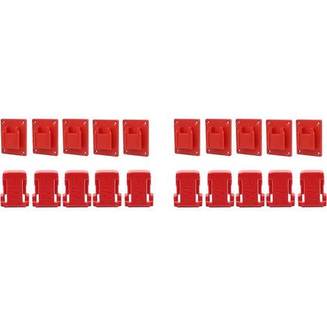 Lot de 10 supports pour outils sans fil Milwaukee M18 18Vfixation muralerougesupport M8 avec visrouge (1/5)