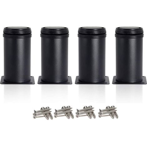 AIDUCHO 4 Pieds Noir Réglables 80 Mm De Hauteur Épaissir Les Pieds D'armoire Pieds De Table Pieds De Meubles, Acier Inoxydable Hauteur Réglable 0-15 Mm Venez Avec Des Vis En Acier Inoxydable (1/4)