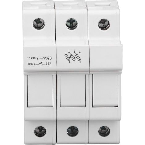 3-poliger DIN-Schienen-Sicherungshalter, DC 1000 V 32 A 6 W Sicherungssockel, Photovoltaik-Serie, Solarschutz, Schnellmontage (1/5)