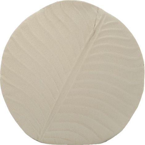 Vaso Dune Round piccolo in metallo crema con decoro a foglia