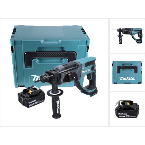 Makita – Perforateur burineur sans fil 18V – 2.0J pour béton, brique et pierre – 1x batterie 5.0Ah – Coffret Makpac inclus
