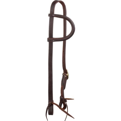taglia unica, marrone oliato: Testiera western in cuoio ad orecchio con fibbie inox (1/4)