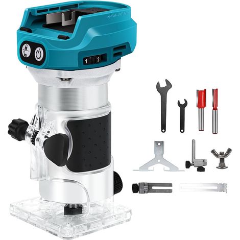 Bois Défonceuse Affleureuse compatible avec 18V Batterie 1300 W Fraise à bordure sans fil, Routeur à Bois Électrique sans fil avec 6 vitesses, fraise à bords sans balais (1/5)
