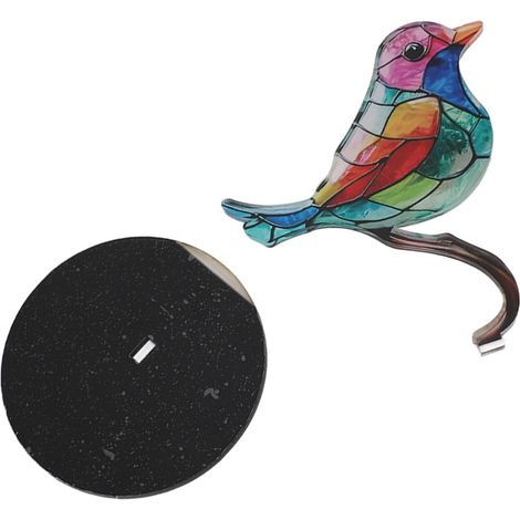 Oiseaux sur une branche - Décoration artisanale en acrylique coloré et vif - Statuette plate d'animal pour bureau ou maison - 1 oiseau (1/5)