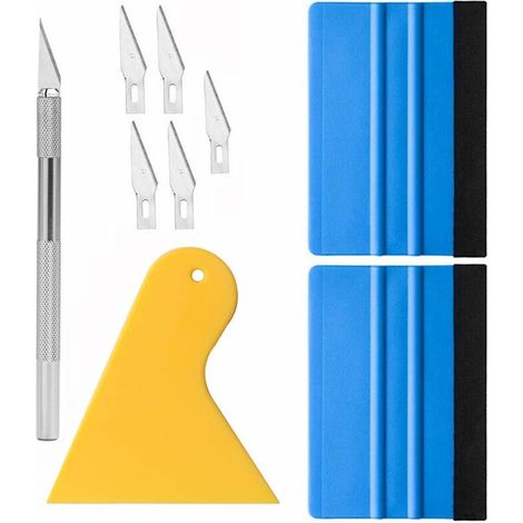 Outil de Pellicule de Vinyle Outil de Film pour Fenêtre Outil de Teinte pour Fenêtre Outil de Papier Peint avec Raclette en Feutre, Couteau pour Passe-temps (1/5)