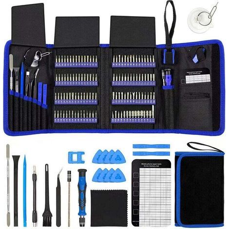 142-piece precision screwdriver set, professional electronic repair tool kit for repairing computers, PCs, laptops, tablets, and game consoles. (1/4)