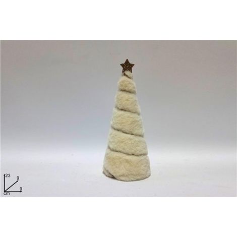 Decorazione Natale Casa Albero con Pelliccia Beige 23 cm