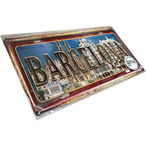 Plaque en métal vintage Barcelone - 30 x 15 cm - Plaque murale rustique pour bar, pub, garage, cave, décoration d'intérieur (1/2)