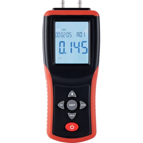 Manomètre numérique portable haute précision à double port avec écran LCD 2,4 pouces, ±2 psi, testeur de pression différentielle d'air avec 12 unités (1/5)