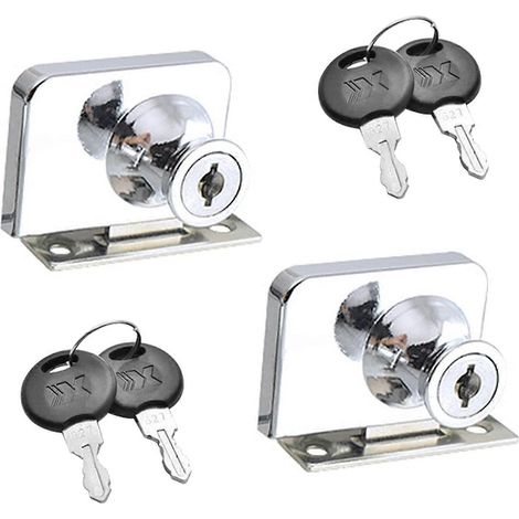 Set aus 2 Glastürriegeln aus Zinklegierung mit Doppelöffnungsschlüssel, für Glastüren mit einer Dicke von 5 bis 8 mm (silber)