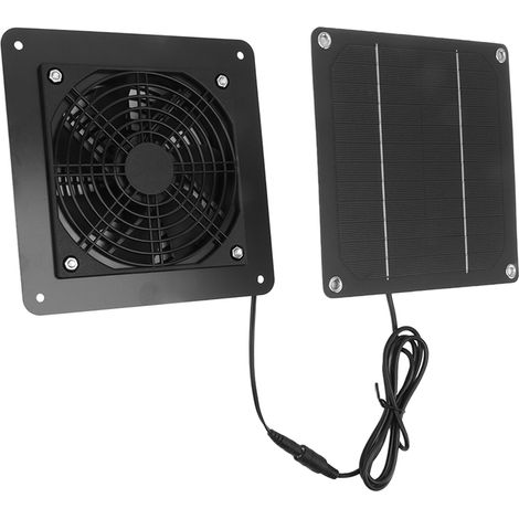 Kit ventilateur solaire 10 W haute vitesse avec câble de 150 cm et filet de protection pour niche ou serre. (1/5)