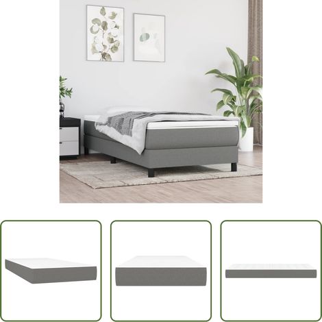 vidaXL Mousse confortable - Matelas de lit à ressorts ensachés fermeté moyenne Gris foncé 100x200x20 cm (1/5)