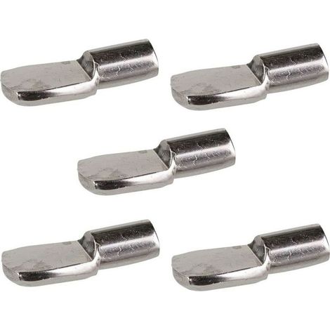 Lot de 5 taquets de support d'étagère universels (18,5 x 7 mm) pour meubles en bois, placards et étagères – Chevilles de fixation / supports (diamètre de 5 mm)