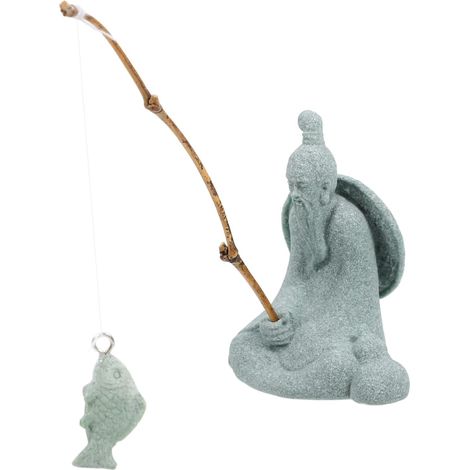 Fischerstatue Chinesischer Fischer Miniatur Bonsai Ornament