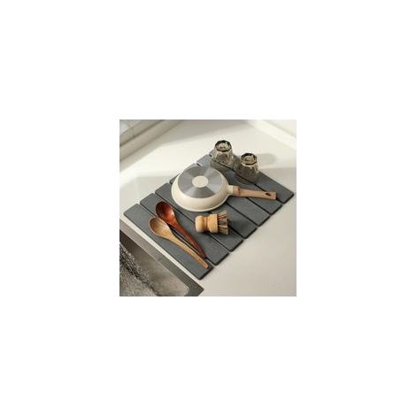 Tapis Egouttoir Vaisselle Diatomite, Tapis Vaisselle Egouttoir Antidérapant, Tapis Absorbant Vaisselle Cuisine, Tapis de Séchage Vaisselle Absorbant (1/5)