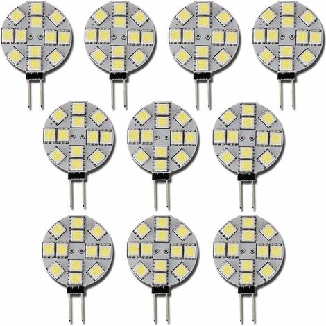 [NIEMALS VERWENDET] 10 x G4-LED-Leuchtmittel, DC 12 V, nicht dimmbar, weiß, 6000 K, Ersatz-Glühbirne, 20 W, Halogenlampe für Küche, Wohnmobil, Wohnmobil, Anhänger, Boot