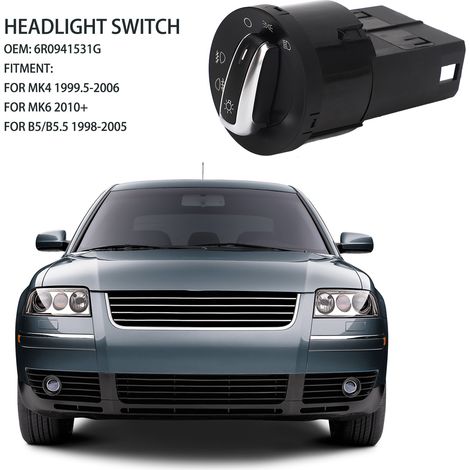 Lichtschalter 6R0941531G mit Chrom und Lichtsensor für Volkswagen Mk4 Mk6 B5 (1/4)