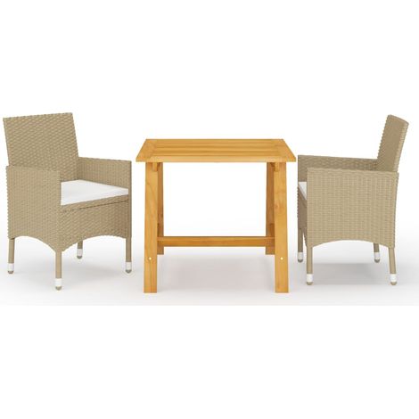 Set Mobili da Pranzo per Giardino 3 pz Beige vidaXL (1/5)