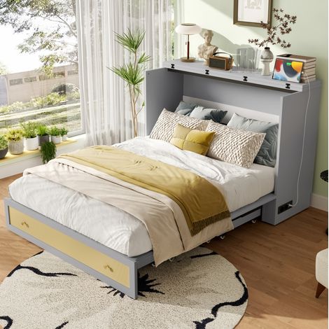 Bett Schrankbett platzsparend 140x200 mit Stauraum OKMYHOME (1/5)