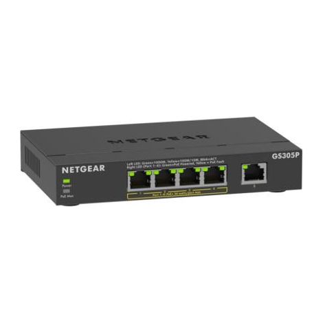 NETGEAR GS305Pv3 Non gestito Gigabit Ethernet (10/100/1000) Supporto Power over Ethernet (PoE) Nero GS305P-300EUS (1/4)