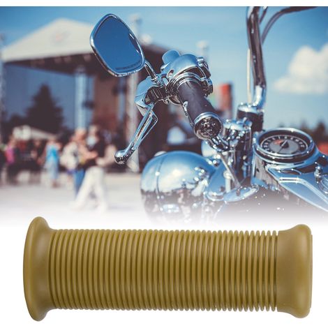 Universelle Vintage-Motorradlenkergriffe 25 mm 28 mm, Paar in Saucengelb TPU, rutschfest, kompatibel mit 1 Zoll und 1,1 Zoll. (1/5)