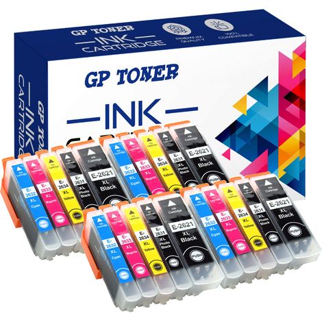 20 cartouches d'encre CMJN pour Epson 26XL GP-E2636XL (x4) (1/5)