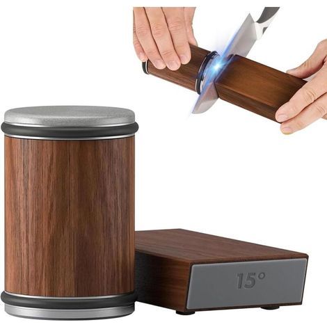 Aiguiseur de couteaux à roulettes – Diamant industriel 15° et 20° – Système d\'affûtage pour cuisine – Compact et efficace (1/4)