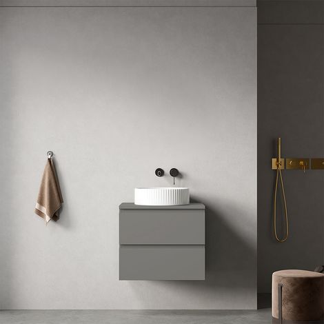 Mobile bagno sospeso 60 cm Grigio Londra per Lavabo d'appoggio Senza Specchio - Fiji Paint Top