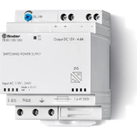 Fuente de alimentación conmutada modular finder con salida de 12vcc a 50w - 785012301202