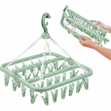 Zola® Wäschetrockner für Unterwäsche und Socken, mit 32 Zangen, Kunststoff, 32,5 x 32,5 cm, grün (1/5)