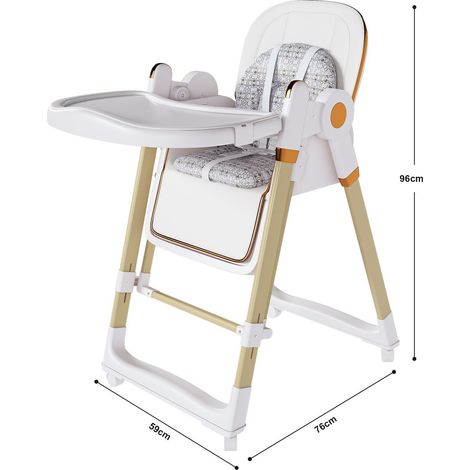 Chaise haute bébé 2-en-1 balancelle harnais 5 points plateau amovible roulettes blocables pliable réglable en hauteur (1/5)