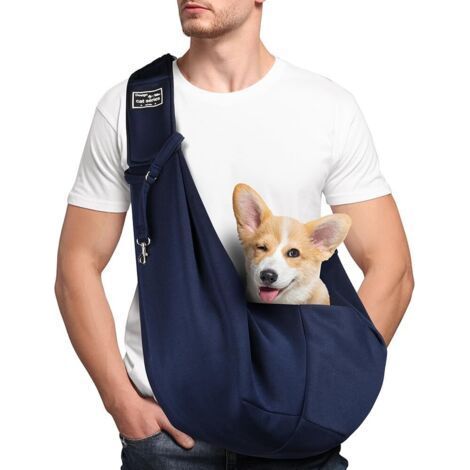 (Bleu) Sac de Transport pour Chien Chat, Réglable Sac à Bandoulière Mains Libres Petit Chien, pour Chiens/Chats de Taille Moyenne Jusqu'à 7,5 kg, pour l'extérieur, Les Voyages, Le Métro (1/5)