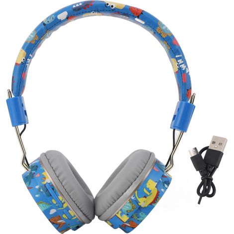 Casque Bluetooth Dinosaure Mignon Bleu - Écouteurs Sans Fil Pliables pour Musique et Jeux (1/5)