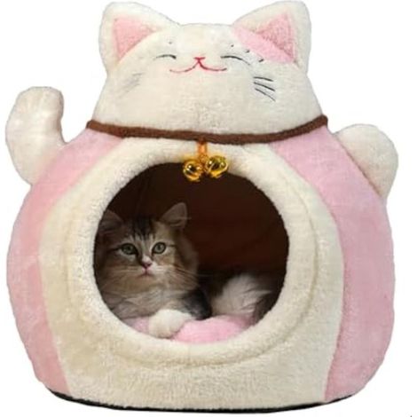 Lit chauffant pour chat et lapin,3644cm grotte semi-fermée chaude et confortable, idéal hiver, intérieur maison, salon ou chambre (1/5)