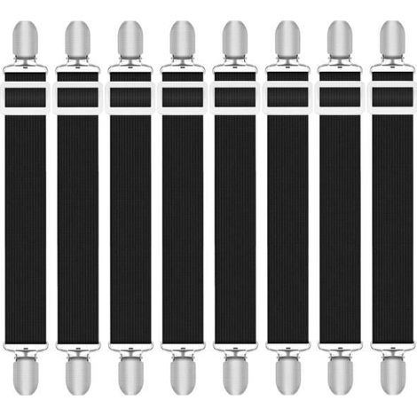 Tendeur Drap Housse - sh - 8Pcs - Ajustable 30cm à 130cm - Noir - Synthétique (1/4)