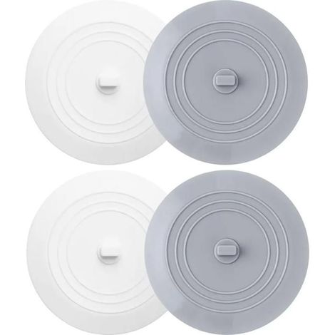HOXILEELEOBouchons universels - YYV - 4x Bouchons en silicone - Blanc - Pour éviers et lavabos - Douche baignoire (1/5)