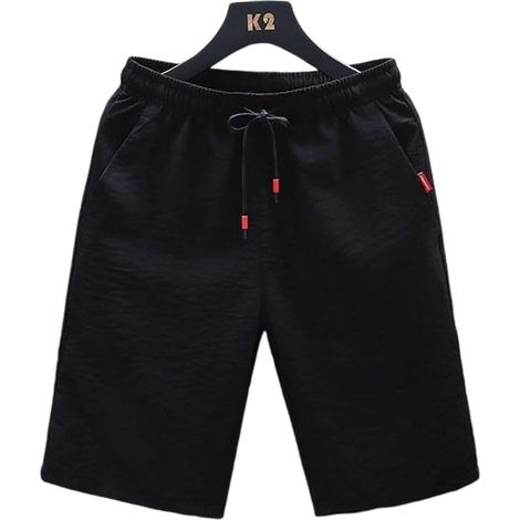 Men's Quick-Drying Casual Shorts - Loose Summer Shorts - Plus Size - Activewear Shorts - Black - Dark Gray - Light Gray - Khaki - Plus Size Options (1/5)