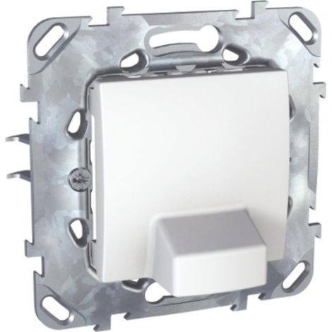Sortie de cable 16A blanc à encastrer avec support 2 modules 3 bornes fixation griffes sans plaque série UNICA