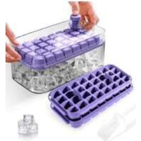 Bac a Glacon, Glacons Moule de Qualité Alimentaire Avec Couvercles, Libère Tous Les Glaçons en une Seconde, Sans BPA, 64 Bac à Glaçons bacs à Glaçons Carrés Faciles à Retirer（violet）